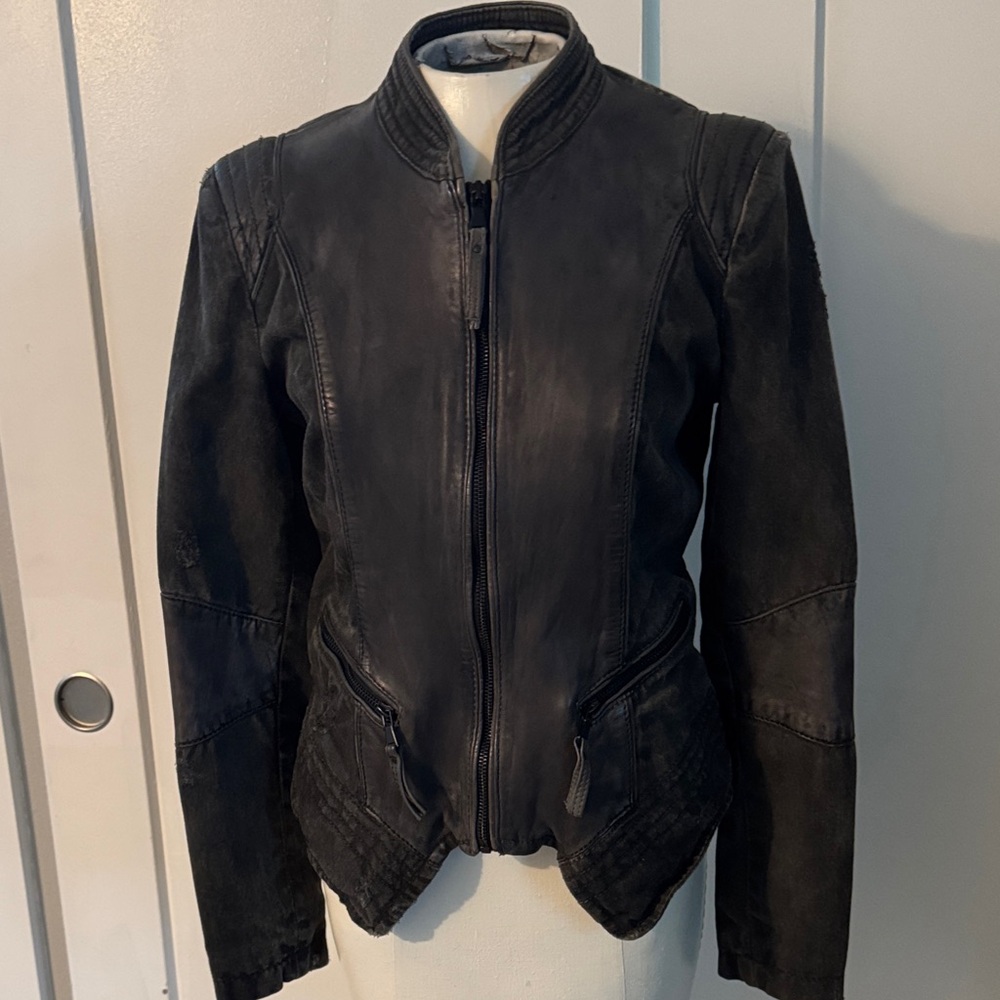 NWOT Be Edgy Black:Gray Denim & Leather Jacket